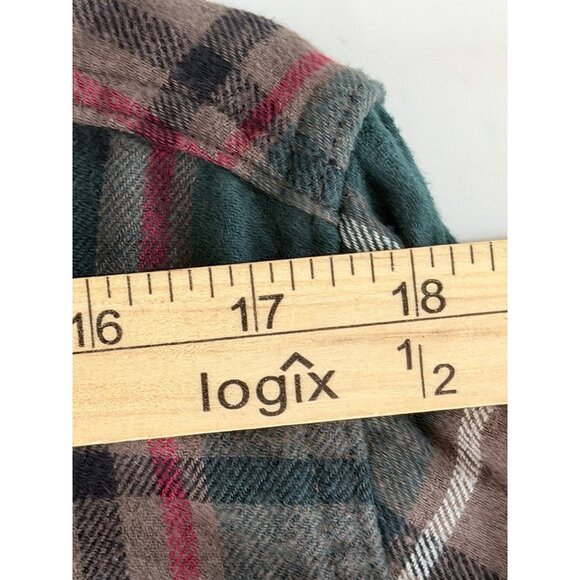 NWT $80 Eddie Bauer Flannel Shirt Mens L Green Brown Plaid Outdoor Fall - Picture 9 of 13